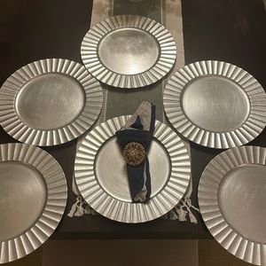 Set of 6 silver chargers